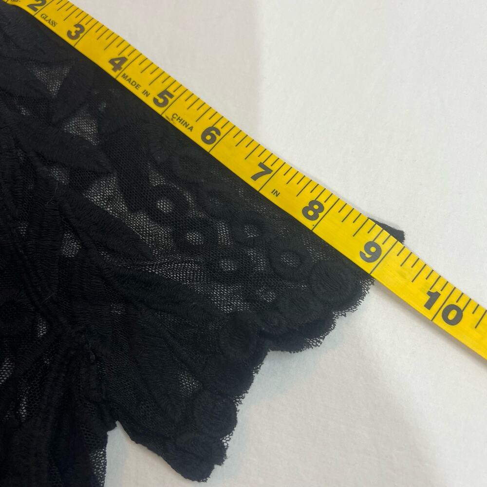 CAPRI Embroidered Mesh Lace Top Medium Blouse Witchy WhimsyGoth Wednesday Adams‎ - Picture 6 of 6